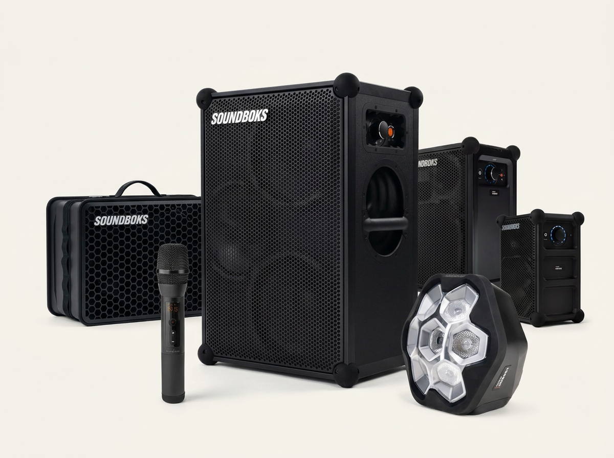SOUNDBOKS 4, GO, MIX og RIDER med mikrofon og lightboks